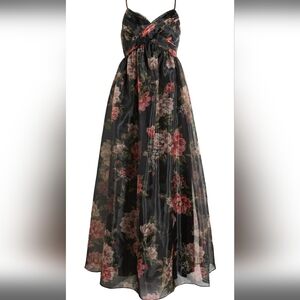 NWT Lulus Truly Extraordinary Black Floral Organza Maxi | S | Prom, Formal